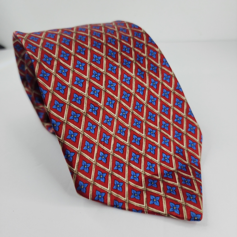 THE CUSTOM SHOP Red & Blue Floral Silk Tie.